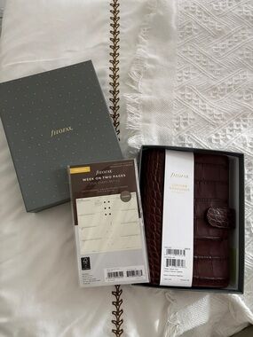Filofax chestnut Croc-Embossed Leather Organizer